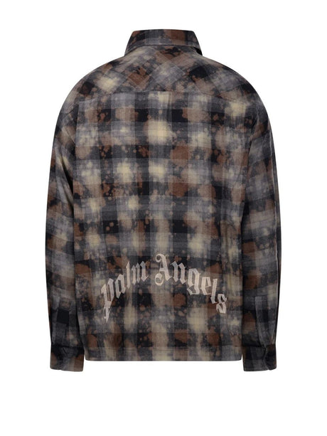 PALM ANGELS Checkered Cotton Blend Casual Shirt