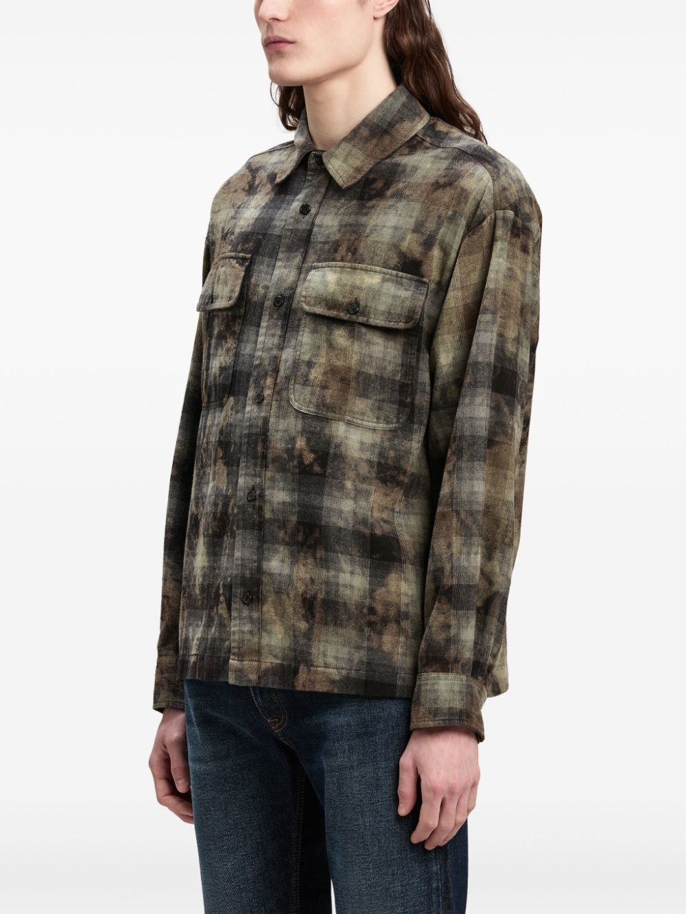 PALM ANGELS Distressed Check-Pattern Cotton Blend Shirt for Men