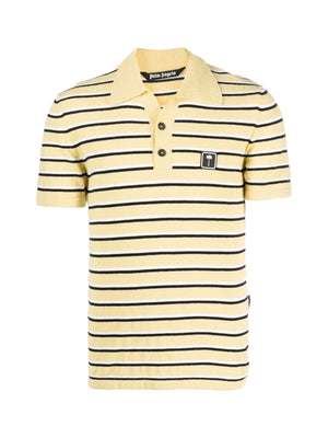 PALM ANGELS Stripe Terry Knit Logo Polo Shirt