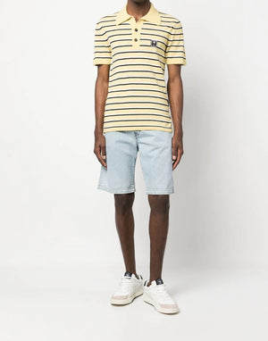 PALM ANGELS Stripe Terry Knit Logo Polo Shirt