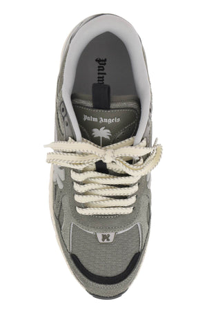 PALM ANGELS Green Leather and Fabric Low-Top Sneaker for Men