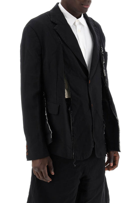 Men's Deconstructed Frayed Black Jacket for SS24