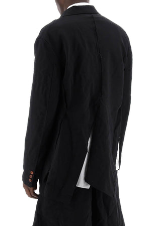 COMME DES GARÇONS HOMME PLUS Deconstructed Men's Blazer - Frayed Black Jacket for SS24