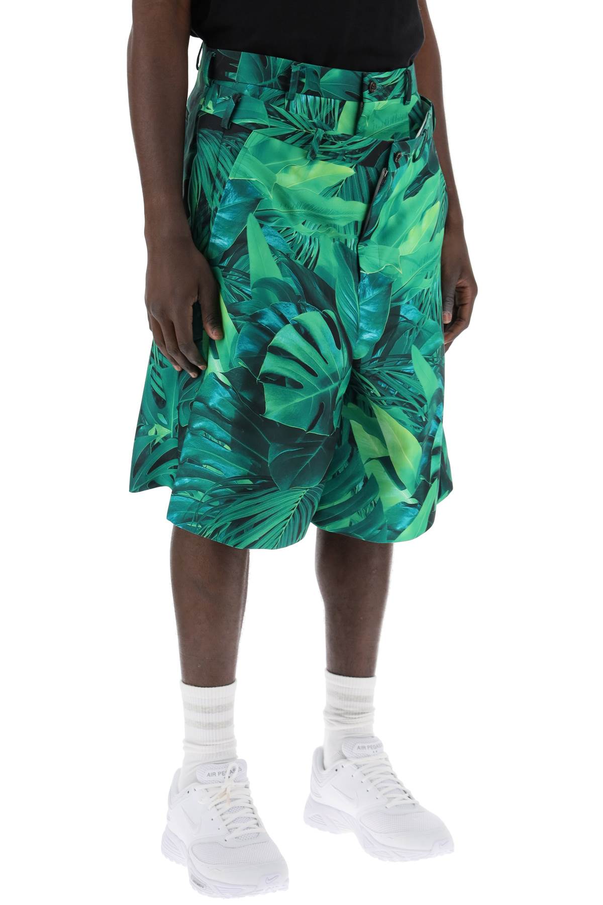 COMME DES GARÇONS HOMME PLUS Men's Jungle Print Bermuda Shorts with Double Front Layer