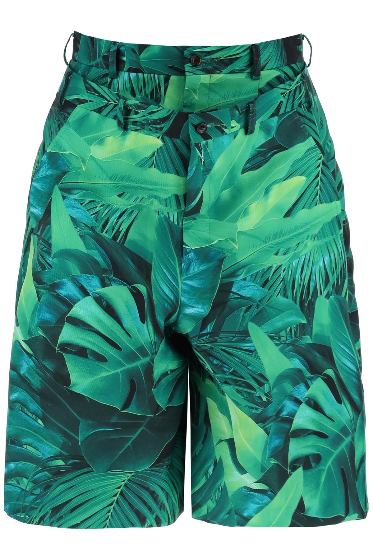 COMME DES GARÇONS HOMME PLUS Men's Jungle Print Bermuda Shorts with Double Front Layer