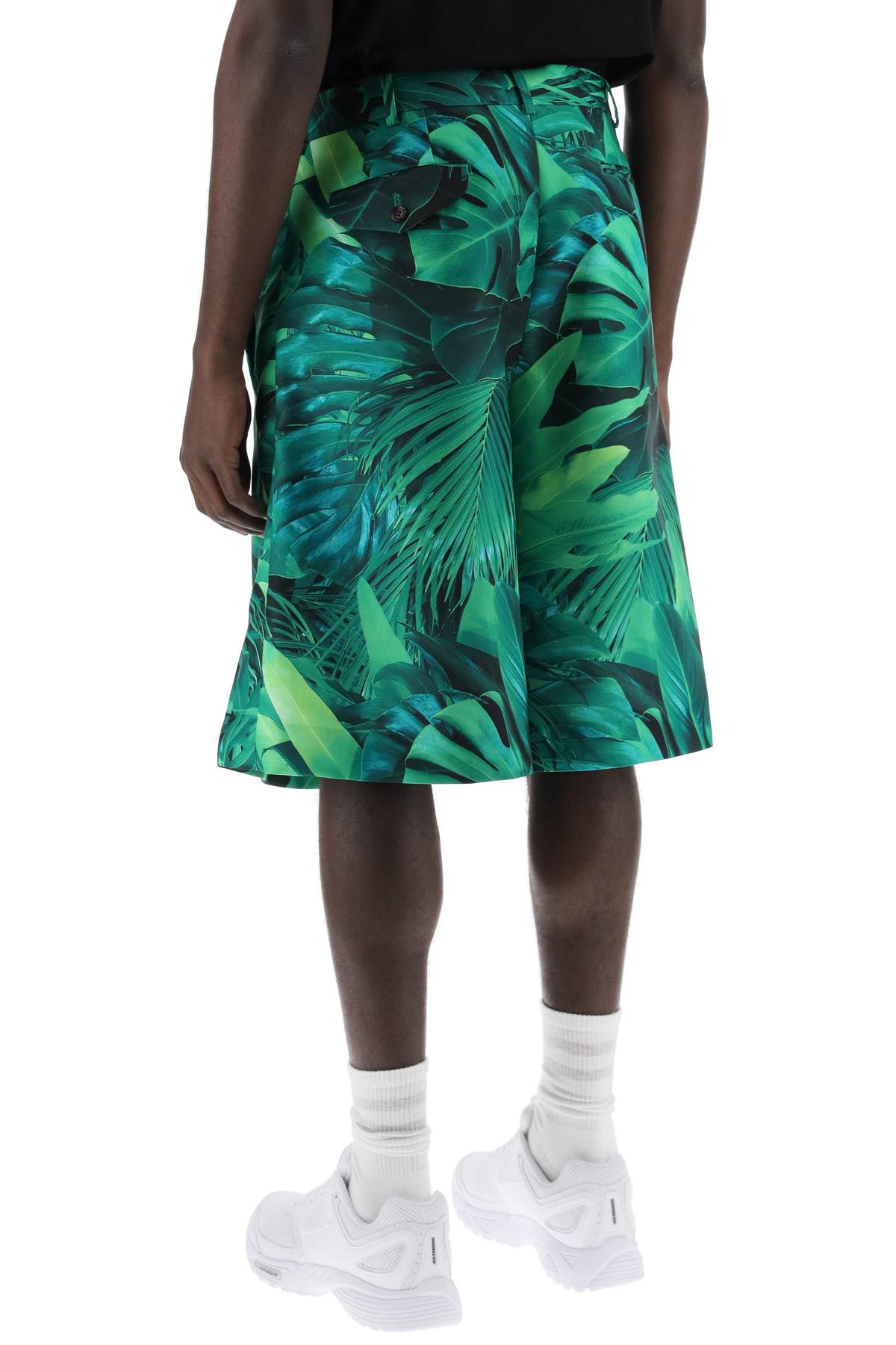 COMME DES GARÇONS HOMME PLUS Men's Jungle Print Bermuda Shorts with Double Front Layer