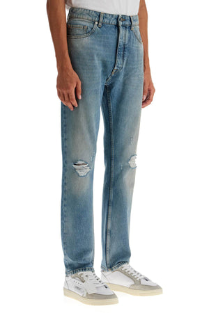 PALM ANGELS Distressed Monogram Denim Jeans