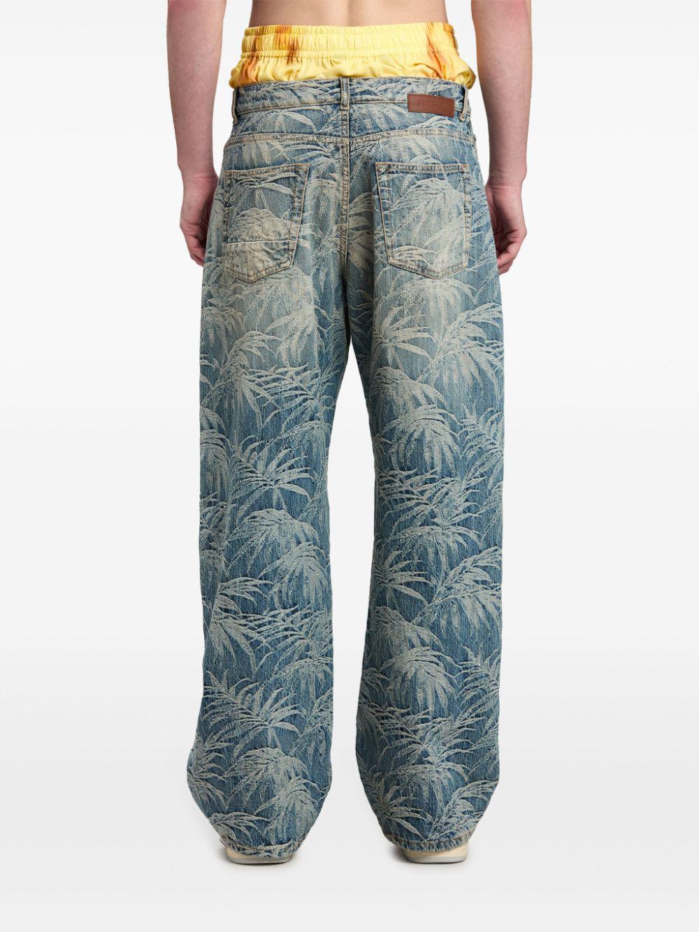 PALM ANGELS Indigo Wash Loose Fit Cotton Pants