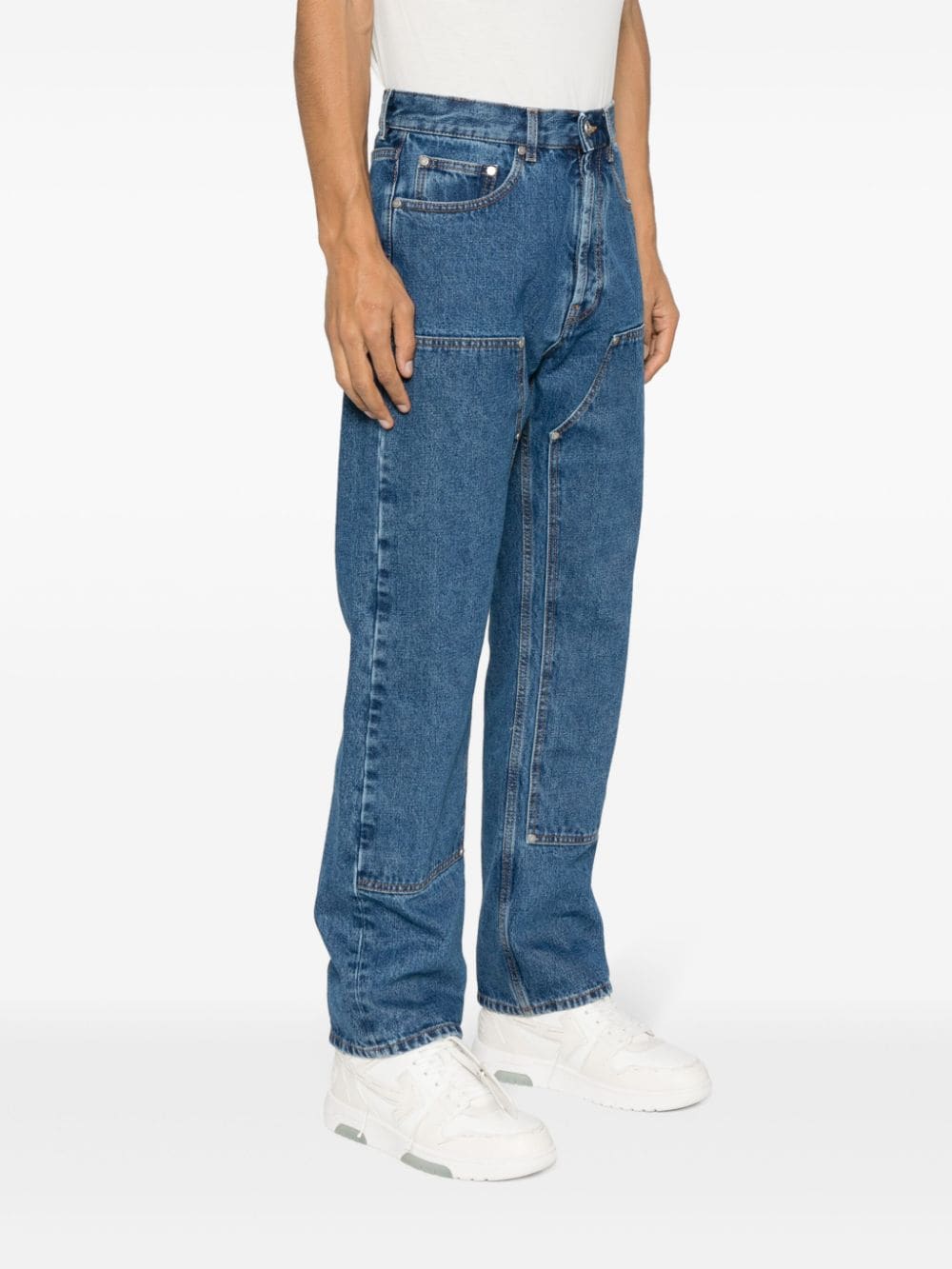 جينز الجينز الأصلي بطبعة الحروف الأزرق للرجال