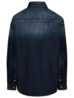 PALM ANGELS Denim Overshirt with Flap Pockets for Men