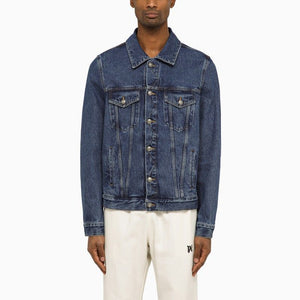 PALM ANGELS Men's Light Blue Denim Jacket with Monogram Embroidered Back