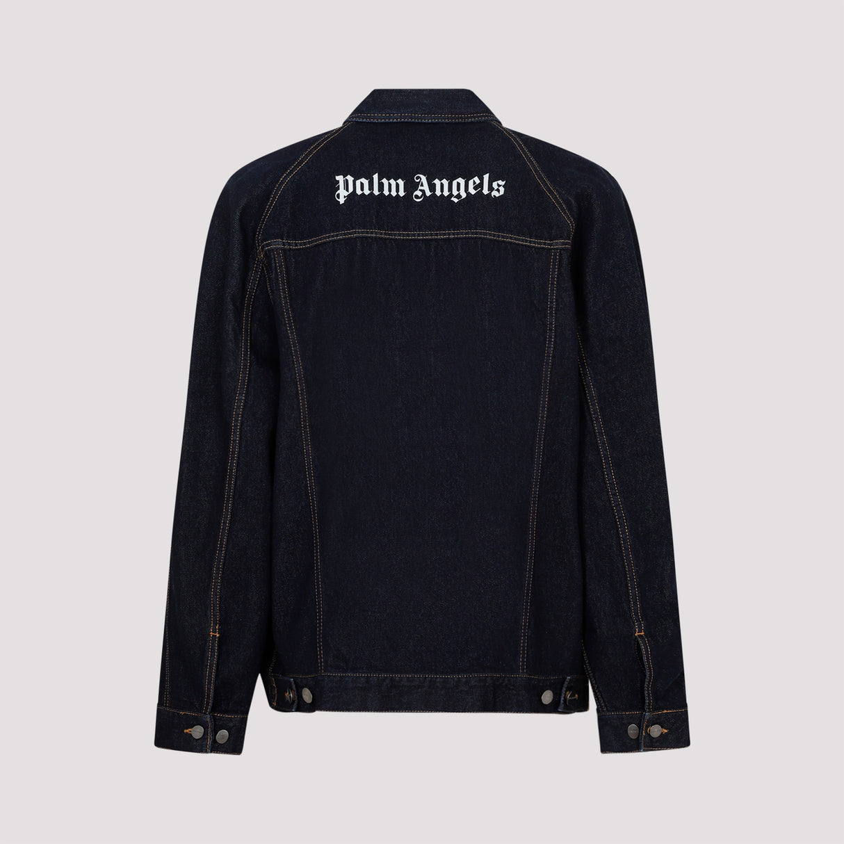 PALM ANGELS Navy Blue Denim Jacket with Contrast Stitching