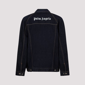 PALM ANGELS Navy Blue Denim Jacket with Contrast Stitching