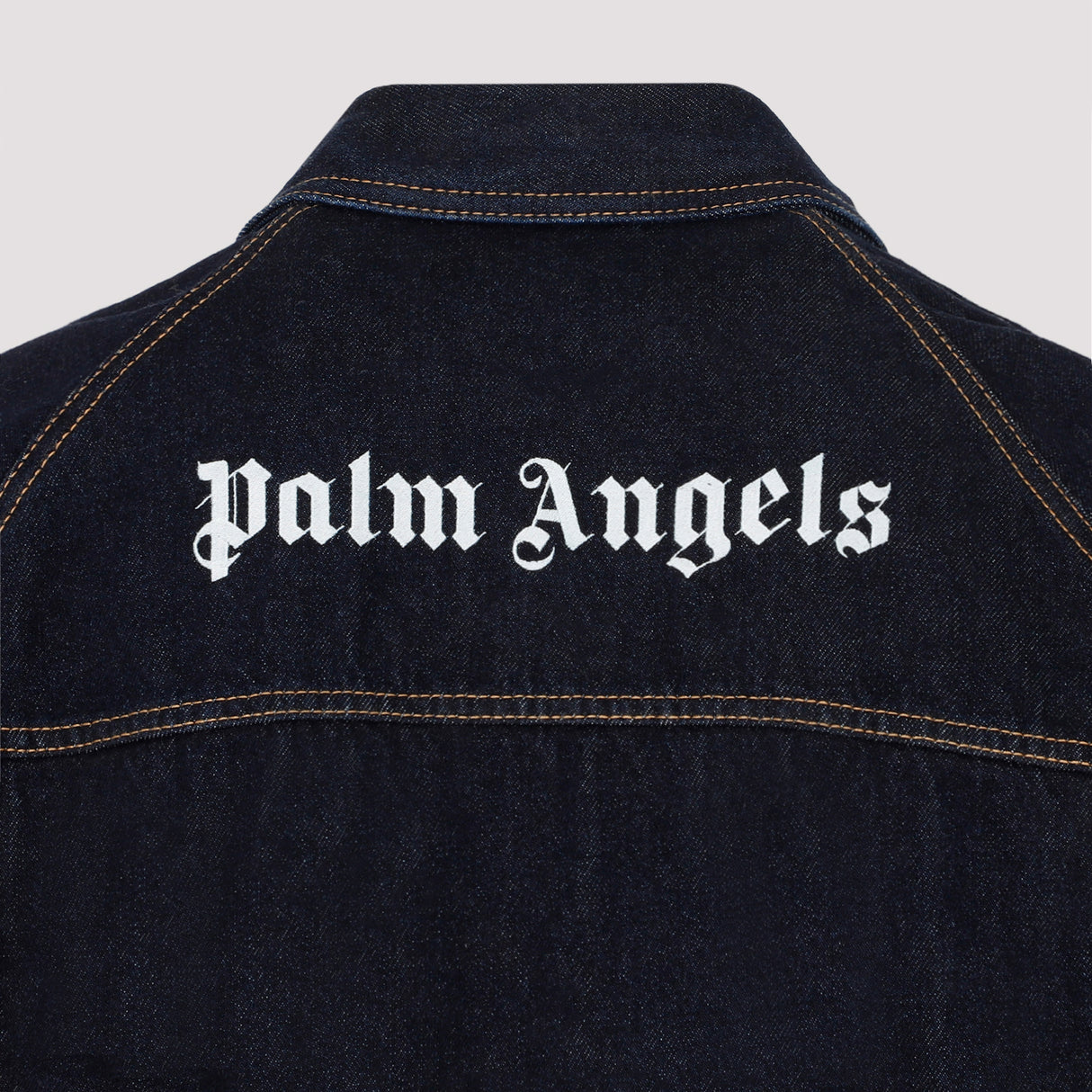 PALM ANGELS Navy Blue Denim Jacket with Contrast Stitching