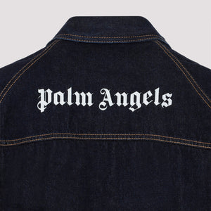 PALM ANGELS Navy Blue Denim Jacket with Contrast Stitching