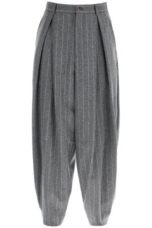 COMME DES GARÇONS HOMME PLUS Striped Wool Trousers - Wide Tapered Cut