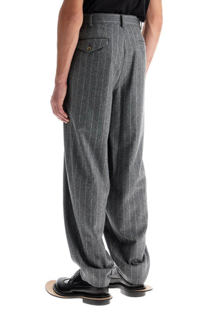 COMME DES GARÇONS HOMME PLUS Striped Wool Trousers - Wide Tapered Cut