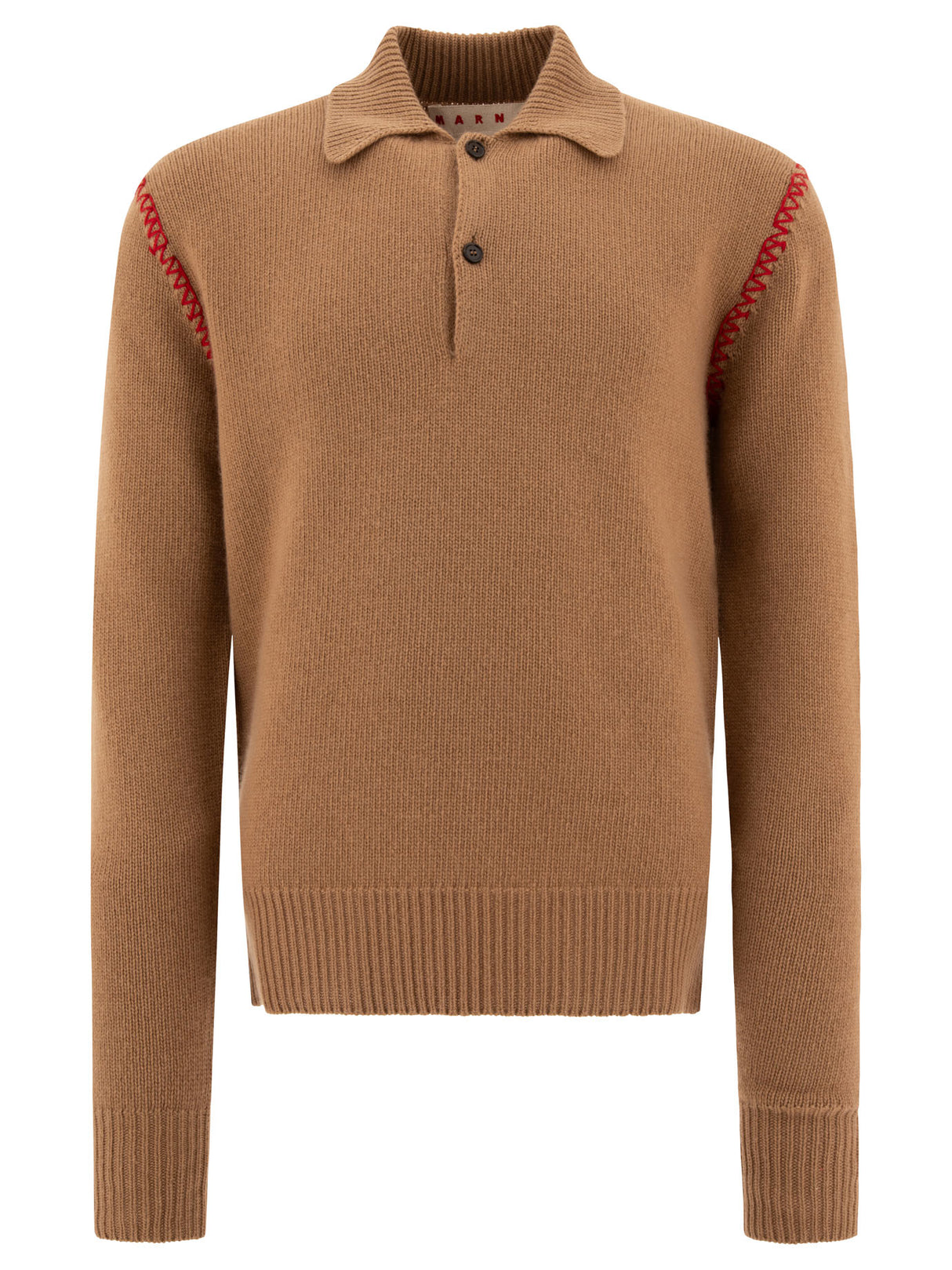 MARNI Embroidered Logo Wool-Cashmere Polo Shirt