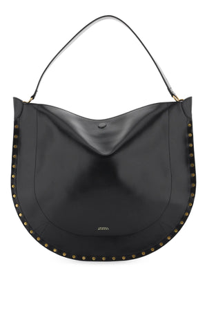 ISABEL MARANT Smooth Leather Hobo Handbag with Gold Studs - Black