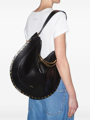 ISABEL MARANT Elegant Black and Gold Hobo Handbag