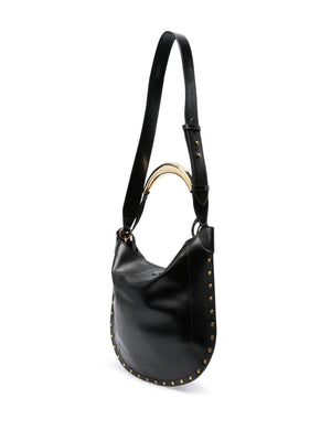 ISABEL MARANT Elegant Mini Oskan Black and Gold Leather Handbag