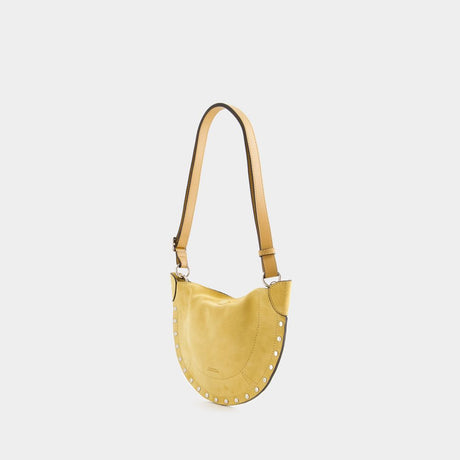 حقيبة كتف صغيرة بتصميم شيك من جلد العجل الناعم باللون الأصفر للنساء موسم SS24