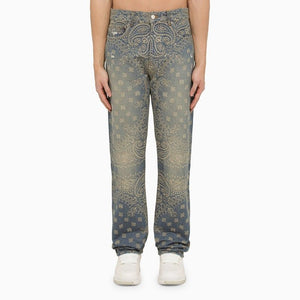 AMIRI Light Blue Regular Jeans with Bandana Motif for Men