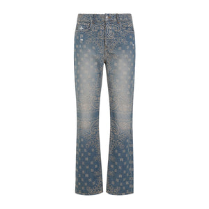 AMIRI Blue Bandana Jacquard Straight Jeans for Men - SS24 Collection