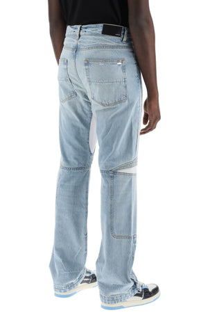 Light Blue Regular Cut Jeans with Mesh Inserts for Men