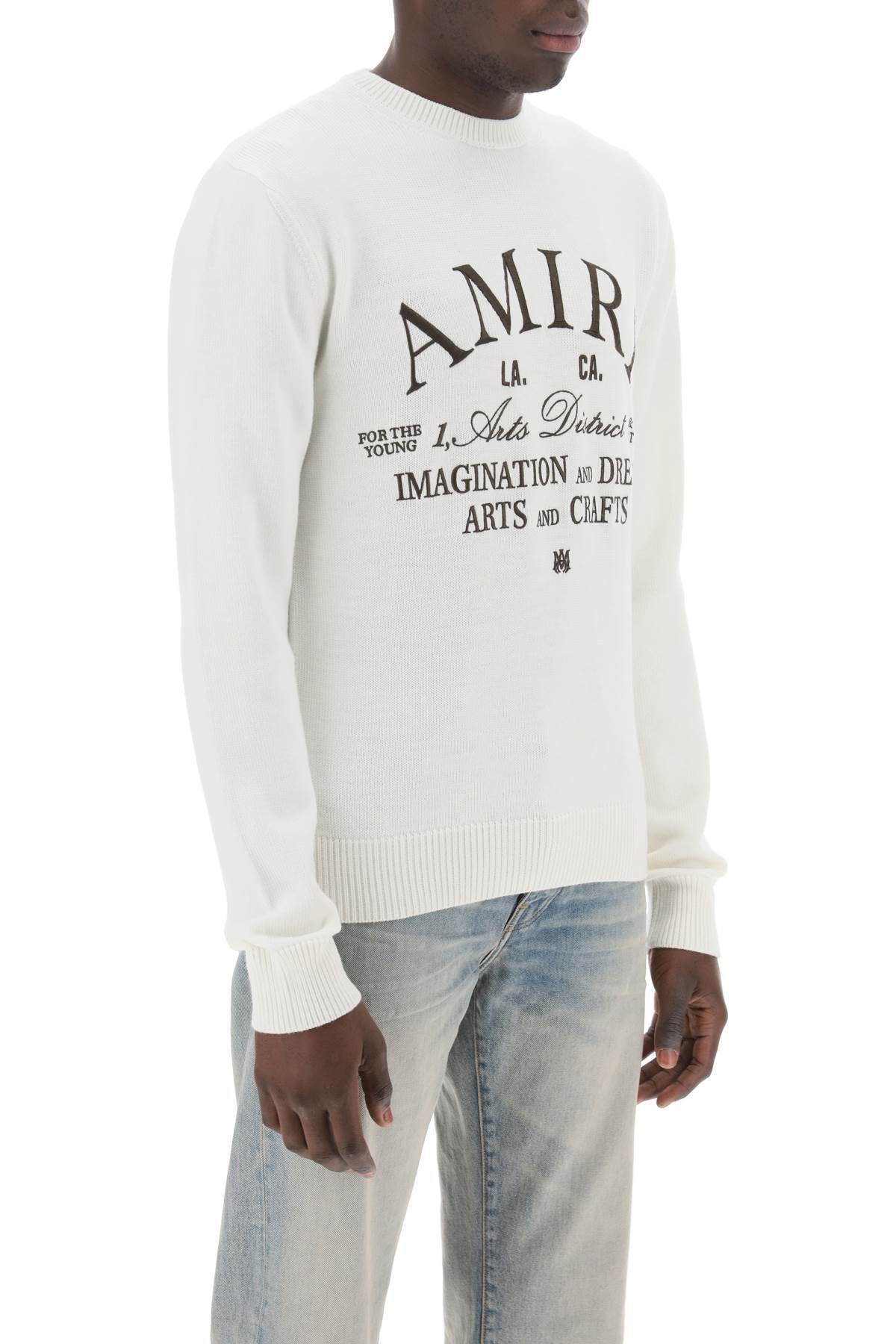 AMIRI Multicolor Men's Wool Sweater with Embroidered Arts District Details