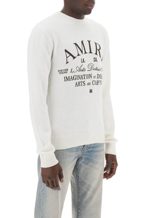 Multicolor Men's Wool Sweater with Embroidered Arts District Details