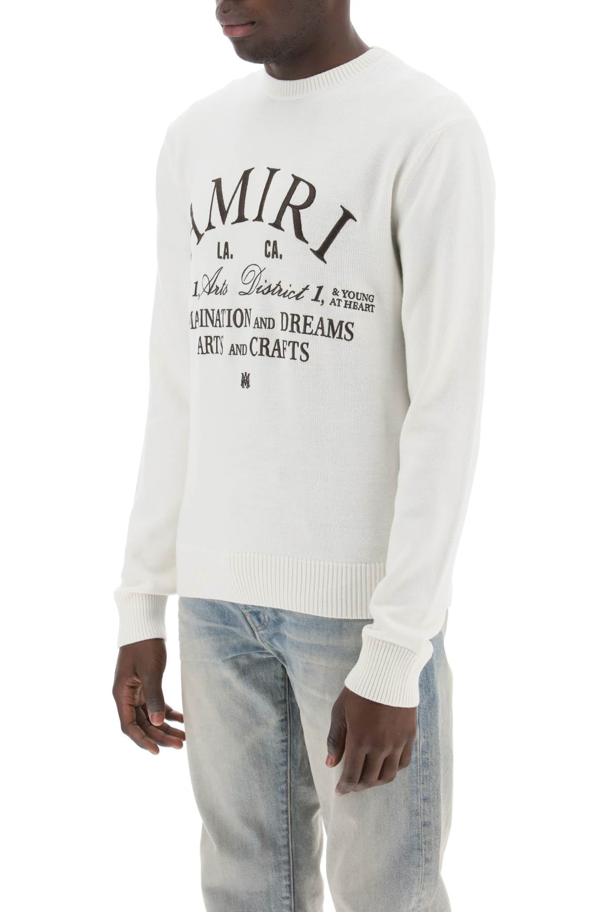 AMIRI Multicolor Men's Wool Sweater with Embroidered Arts District Details