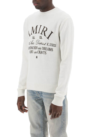 Multicolor Men's Wool Sweater with Embroidered Arts District Details