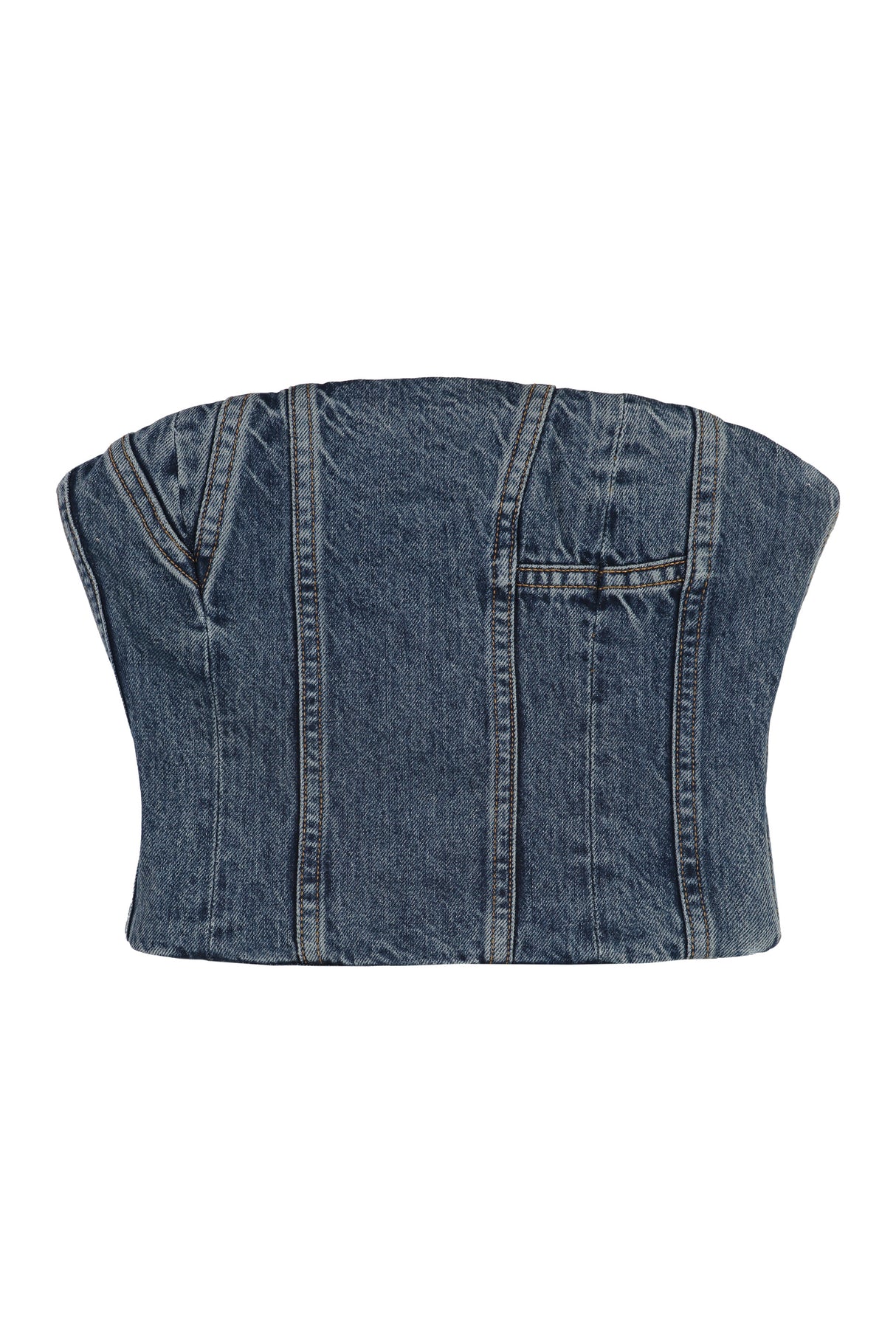 AMIRI Women's Distressed Denim Top with Visible Stitching