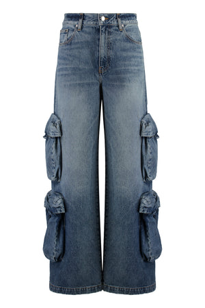 Women's Cargo Jeans with Multiple Pockets and Metal Rivets - SS24 Collection