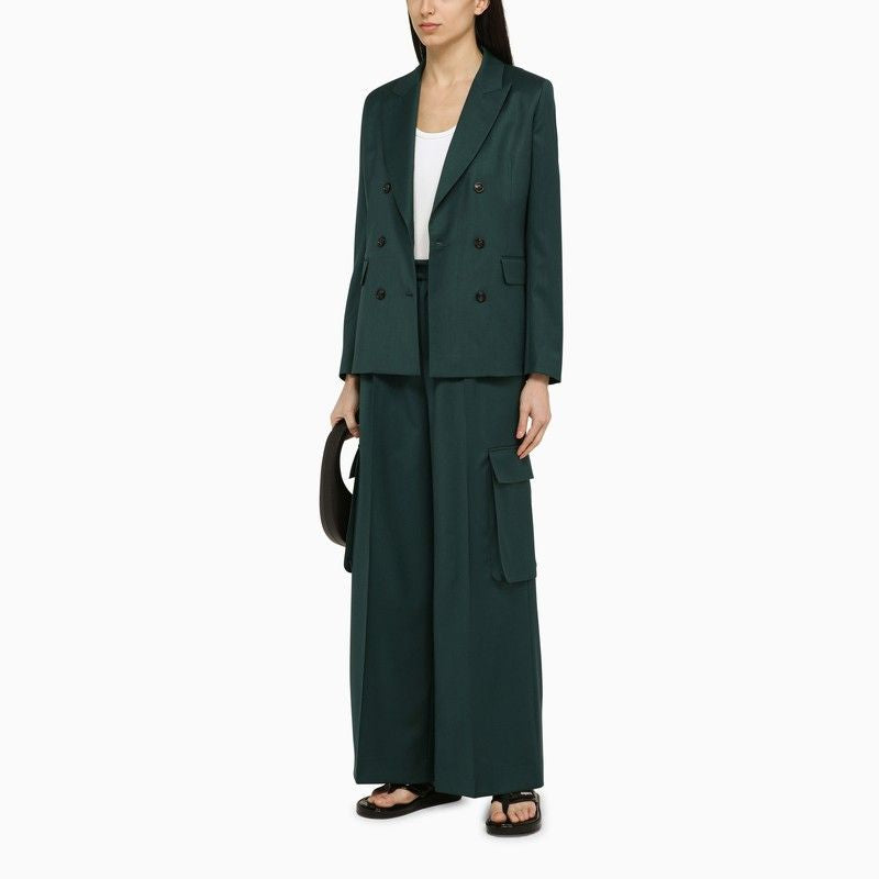 Forest Green Wool Wide Trousers cho Nữ