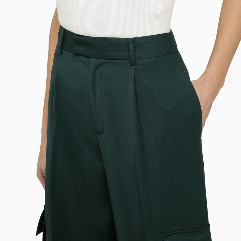 AMIRI Forest Green Wool Wide Trousers for Women