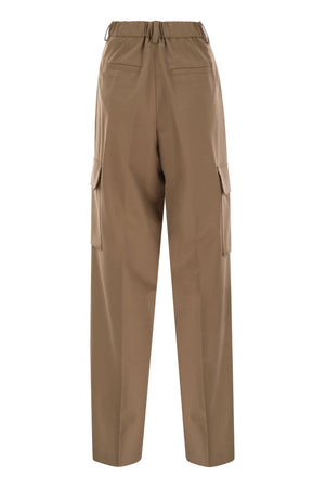 HERNO Soft Wool Wide Leg Cargo Pants