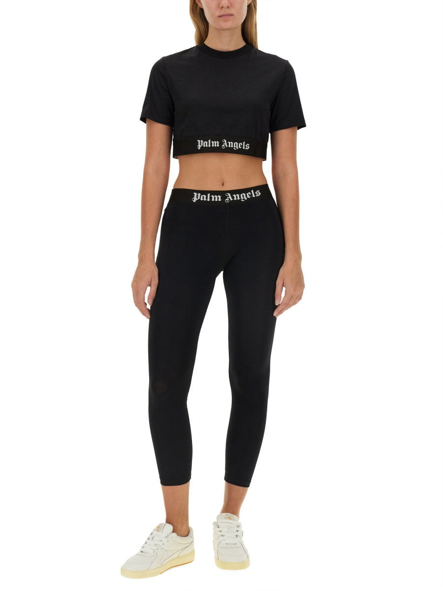 PALM ANGELS Cropped Logo Tee for Women - Size S