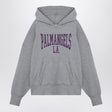 PALM ANGELS Oversized College Hoodie in Melange Grey with Violet Print