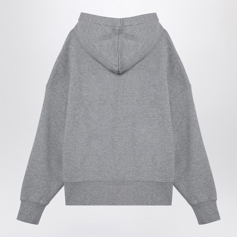 PALM ANGELS Oversized College Hoodie in Melange Grey with Violet Print