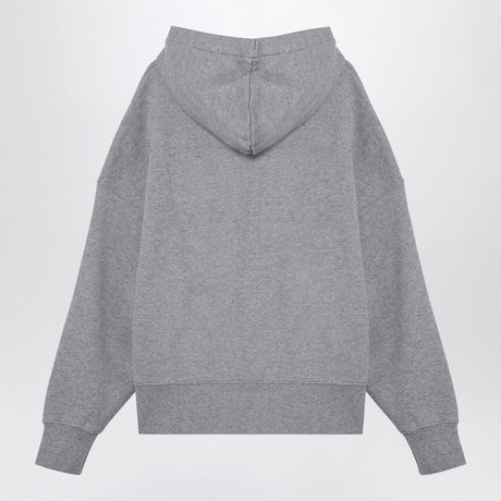 PALM ANGELS Oversized College Hoodie in Melange Grey with Violet Print