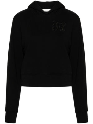 PALM ANGELS Women's Black Hoodie with Embossed Logo for SS24