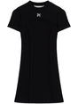 PALM ANGELS Black Decorative Stitch Mini Dress with Back Cut-Out Detail