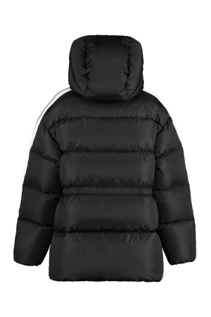 Áo khoác nữ dáng dài có mũ đính hạt nổi Black Down Jacket PALM ANGELS