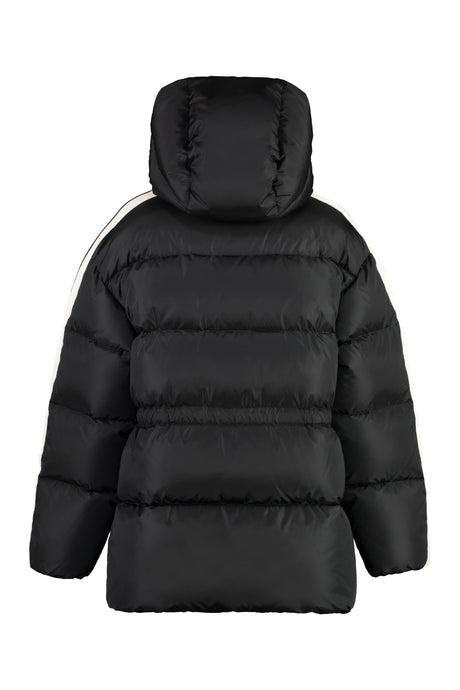 Áo khoác nữ dáng dài có mũ đính hạt nổi Black Down Jacket PALM ANGELS