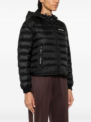 PALM ANGELS Women's Black Quilted Hooded Jacket for SS24