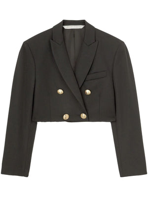 PALM ANGELS Double-Breasted Wool Blazer for Women - Cropped, Lapel Collar, Logo Detail Buttons