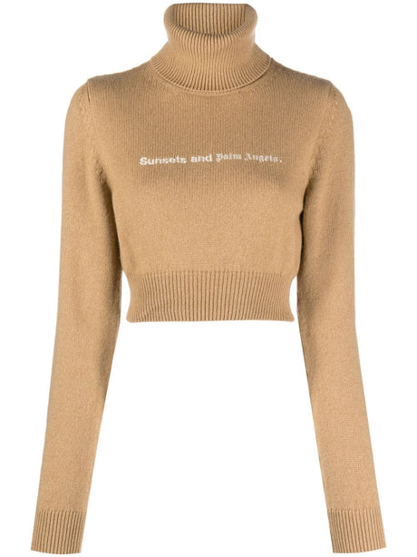 PALM ANGELS Sunset Embroidered Cropped Sweater - FW23 Collection