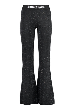 PALM ANGELS Black Sequin Embellished Knit Trousers for Women